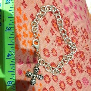 Gorgeous AUTHENTIC genuine Baltese sterling silver CROSS ✝️ CHARM bracelet 7.5"